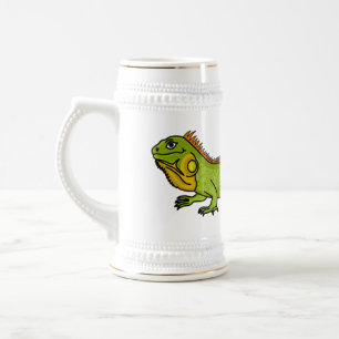 Happy green iguana cartoon illustratie bierpul