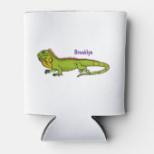 Happy green iguana cartoon illustratie blikjeskoeler (Voorkant)