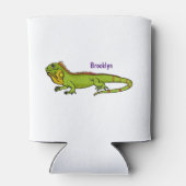 Happy green iguana cartoon illustratie blikjeskoeler (Achterkant)