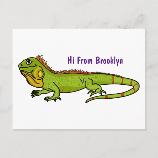 Happy green iguana cartoon illustratie briefkaart (Voorkant)
