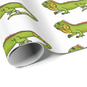 Happy green iguana cartoon illustratie cadeaupapier (Rol Hoek)