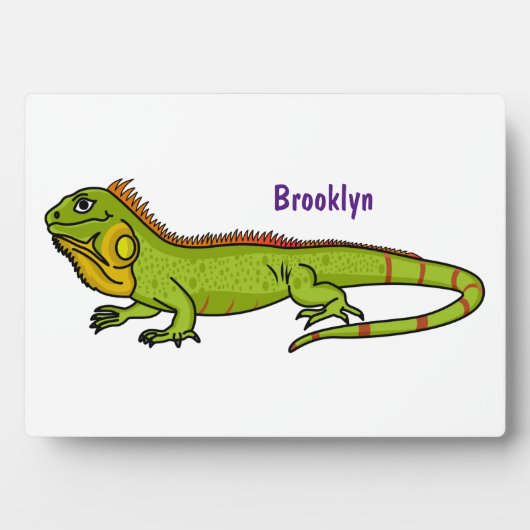 Happy green iguana cartoon illustratie fotoplaat (voorkant)