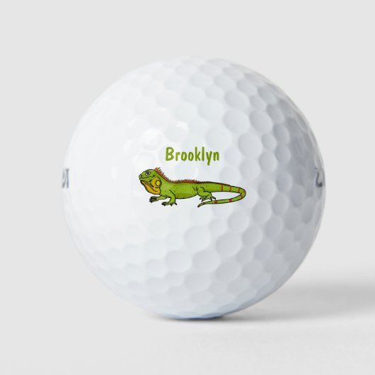 Happy green iguana cartoon illustratie golfballen (Voorkant)