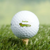 Happy green iguana cartoon illustratie golfballen (Insitu Shirt)