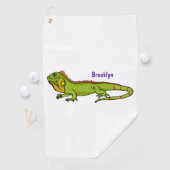 Happy green iguana cartoon illustratie golfhanddoek (Insitu)