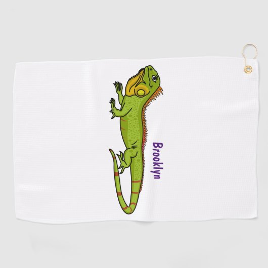 Happy green iguana cartoon illustratie golfhanddoek (Horizontaal)