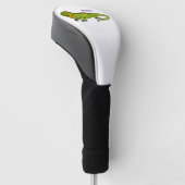 Happy green iguana cartoon illustratie golfheadcover (Schuin)