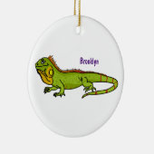 Happy green iguana cartoon illustratie keramisch ornament (Rechts)
