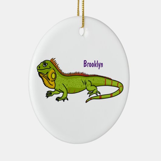 Happy green iguana cartoon illustratie keramisch ornament (Rechts)