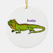 Happy green iguana cartoon illustratie keramisch ornament (Voorkant)