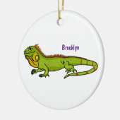 Happy green iguana cartoon illustratie keramisch ornament (Links)