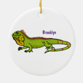 Happy green iguana cartoon illustratie keramisch ornament (Achterkant)