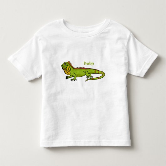 Happy green iguana cartoon illustratie kinder shirts (Voorkant)