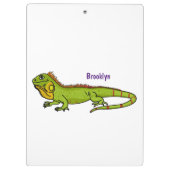 Happy green iguana cartoon illustratie klembord (Achterkant)