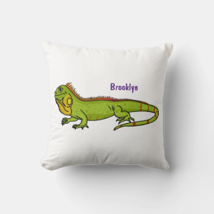 Happy green iguana cartoon illustratie kussen