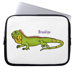 Happy green iguana cartoon illustratie laptop sleeve