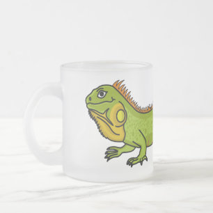 Happy green iguana cartoon illustratie matglas koffiemok