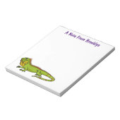 Happy green iguana cartoon illustratie notitieblok (Linkerzijde)