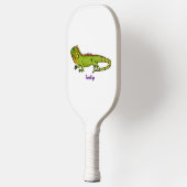 Happy green iguana cartoon illustratie pickleball paddle (Links)