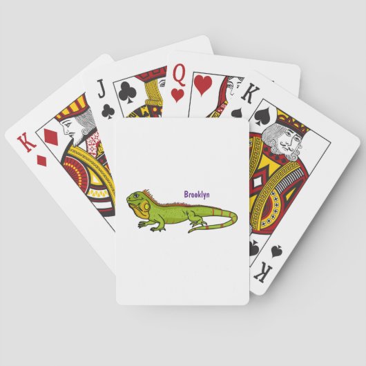 Happy green iguana cartoon illustratie pokerkaarten (Achterkant)