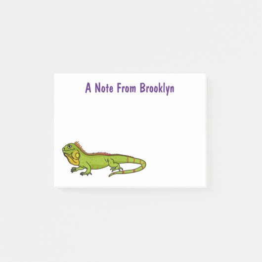 Happy green iguana cartoon illustratie post-it® notes (Voorkant)