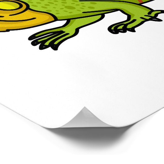 Happy green iguana cartoon illustratie poster (Hoek)