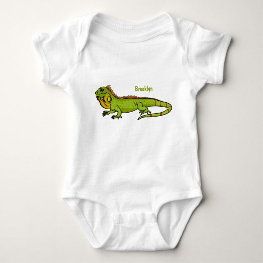 Happy green iguana cartoon illustratie romper (Voorkant)
