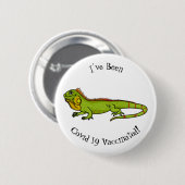 Happy green iguana cartoon illustratie ronde button 5,7 cm (Voorkant /achterkant)