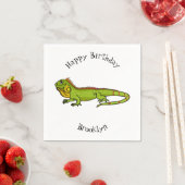 Happy green iguana cartoon illustratie servet (Insitu)