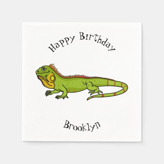 Happy green iguana cartoon illustratie servet (Voorkant)