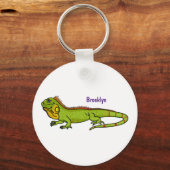 Happy green iguana cartoon illustratie sleutelhanger (Voorkant)