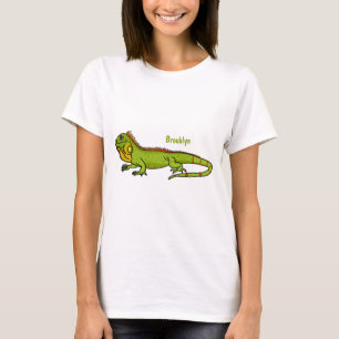 Happy green iguana cartoon illustratie t-shirt