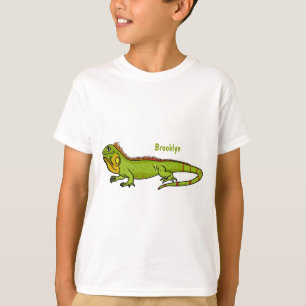 Happy green iguana cartoon illustratie t-shirt