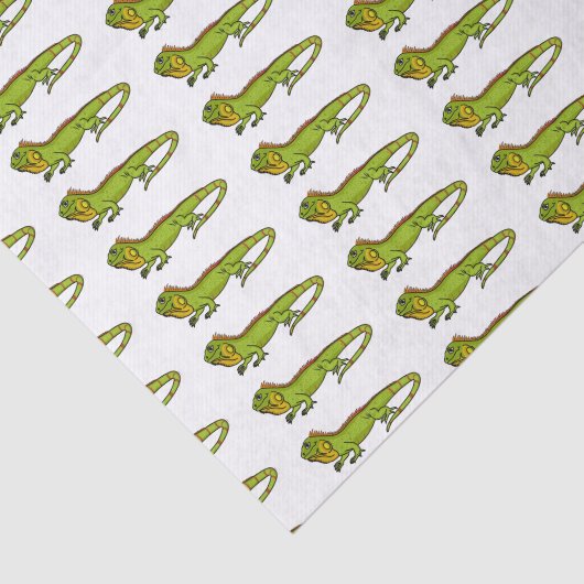 Happy green iguana cartoon illustratie tissuepapier (Detail)