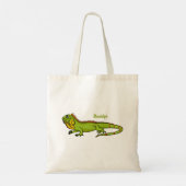 Happy green iguana cartoon illustratie tote bag (Achterkant)