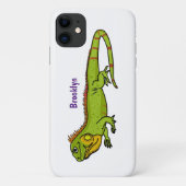 Happy green iguana cartoon illustration Case-Mate iPhone case (Achterkant)
