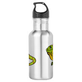 Happy green iguana cartoon illustration waterfles  (Achterkant)