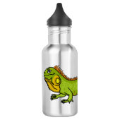 Happy green iguana cartoon illustration waterfles  (Links)