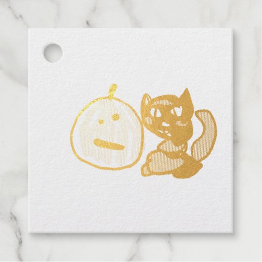 Happy Green Jack o Lantern Black Cat  Bedankjes Labels (Voorkant)