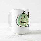 Happy Green Jack o Lantern Black Cat  Koffiemok (Voorkant links)