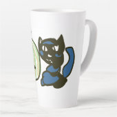 Happy Green Jack o Lantern Black Cat  Latte Mok (Rechterhoek)