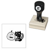 Happy Green Jack o Lantern Black Cat  Rubberstempel (Gestempeld)