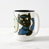 Happy Green Jack o Lantern Black Cat  Tweekleurige Koffiemok (Voorkant rechts)