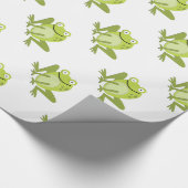 Happy Green Jumping Frog Wrapping Paper Cadeaupapier (Hoek)