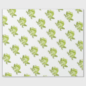 Happy Green Jumping Frog Wrapping Paper Cadeaupapier (Vlak)