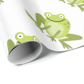 Happy Green Jumping Frog Wrapping Paper Cadeaupapier (Rol Hoek)