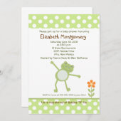 Happy Green Leap Frog Baby Shower-uitnodigingen Kaart (Voorkant / Achterkant)