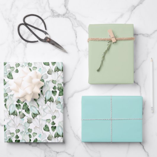 Happy Green Leaves Wrapping Paper Sheets (Voorkant)