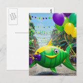 Happy Green Mardi Gras Fish Briefkaart (Voorkant / Achterkant)