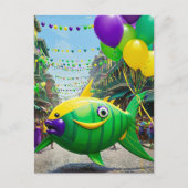 Happy Green Mardi Gras Fish Briefkaart (Voorkant)